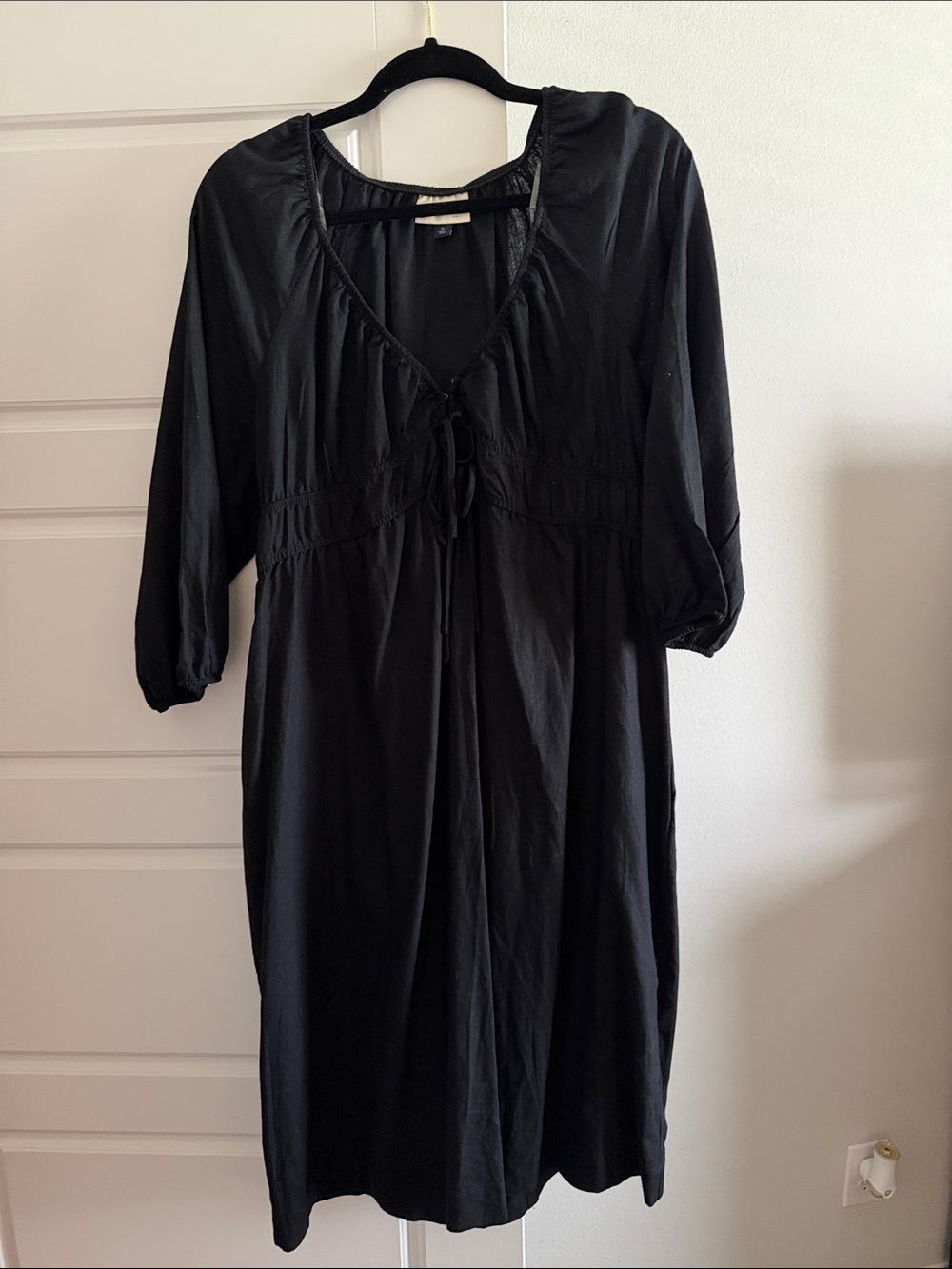 Universal Thread Black Midi Dress with Tie Front